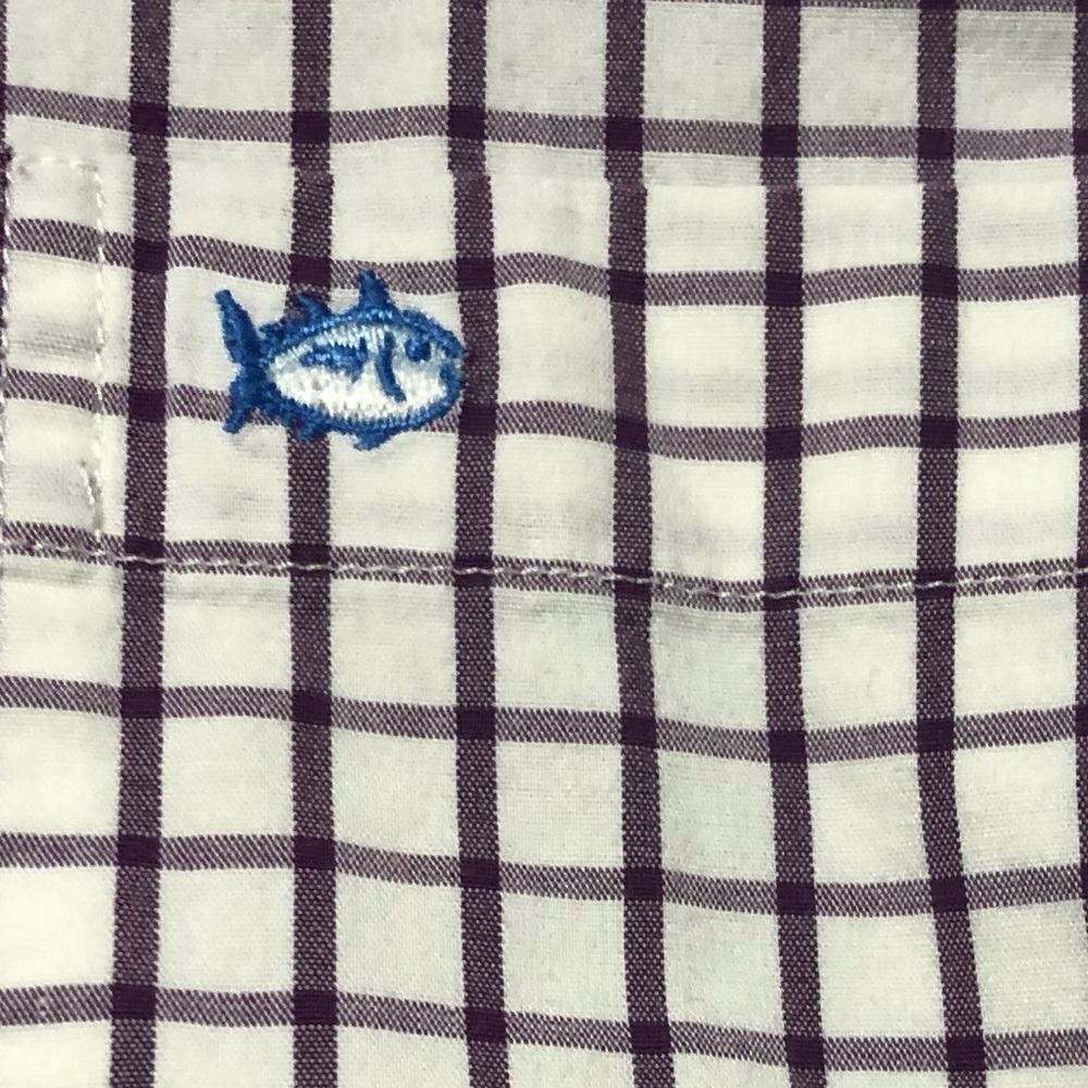 Men Small Southern Tide plaid purple button down